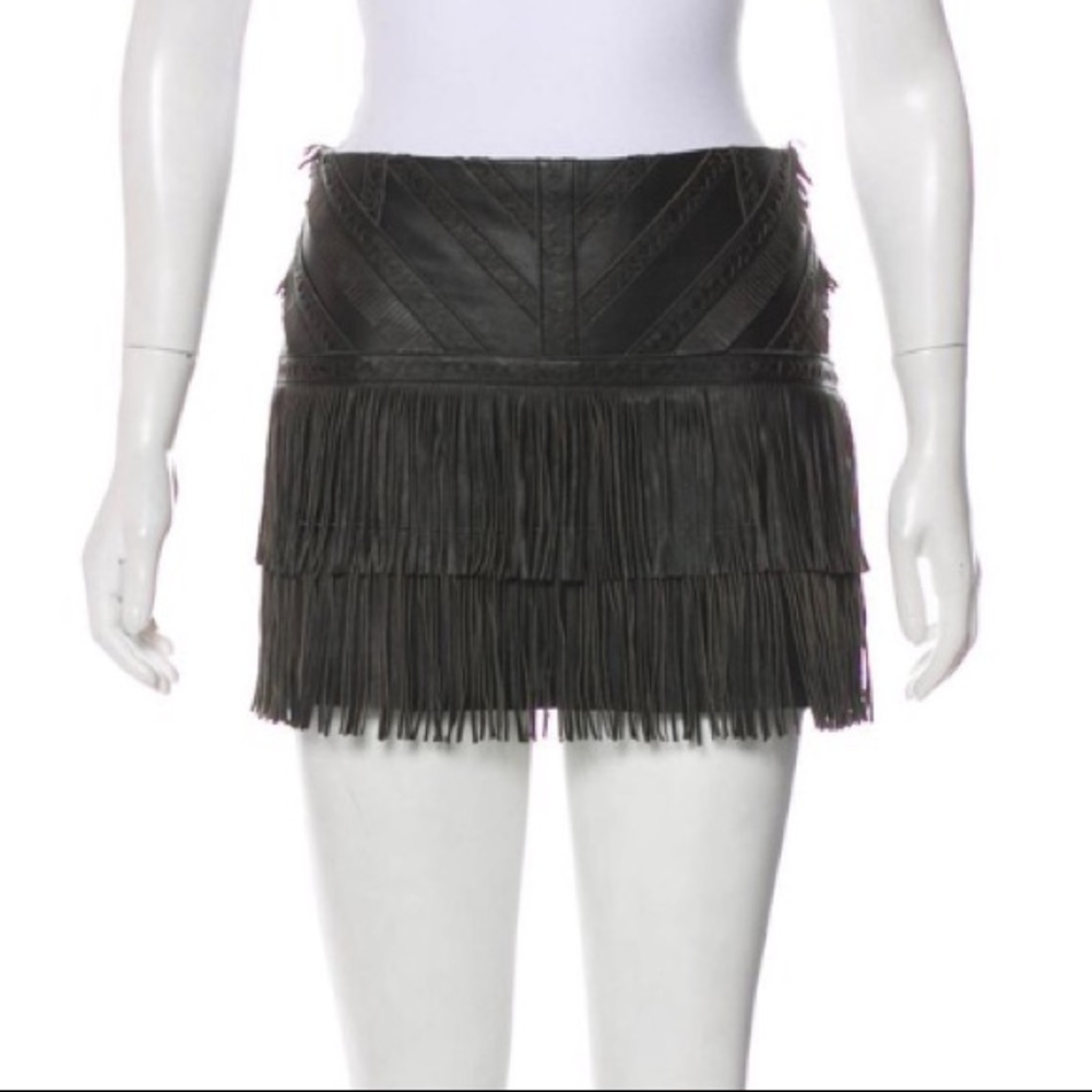 Parker fringe leather mini skirt